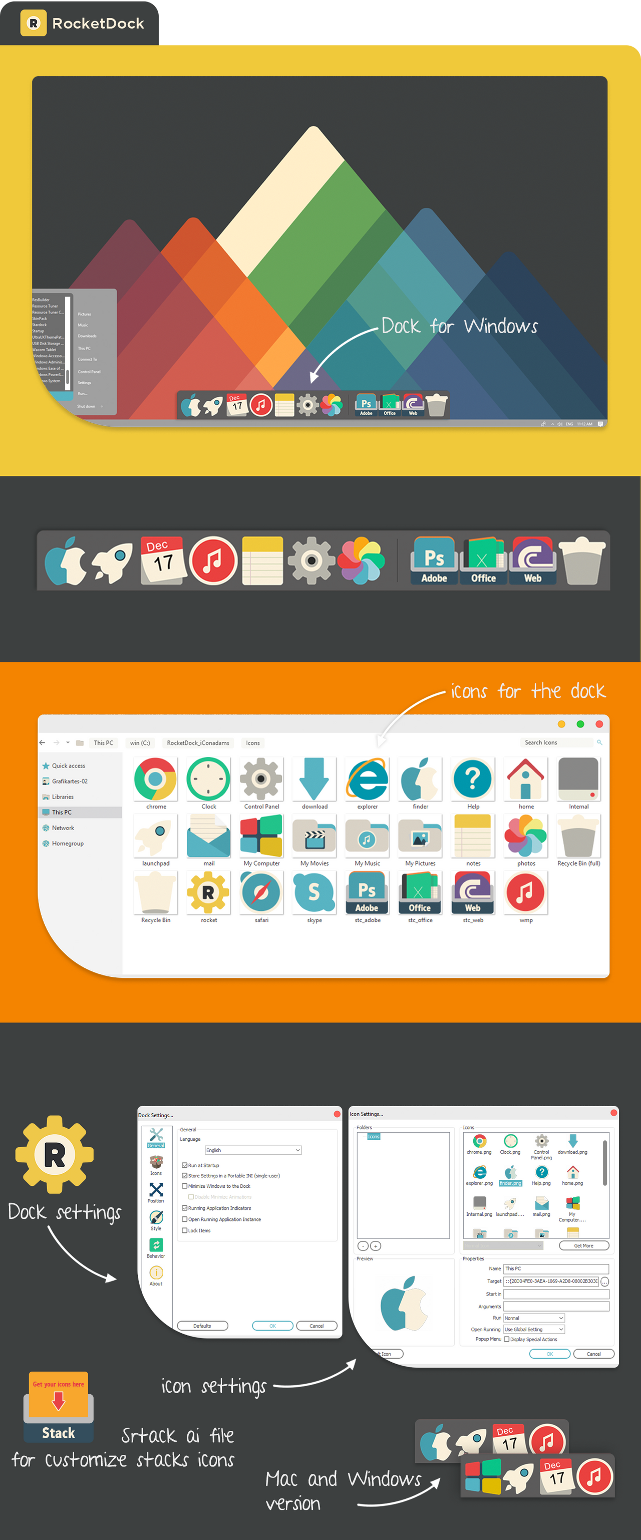 iConadams RocketDock for Windows 10 by valvator