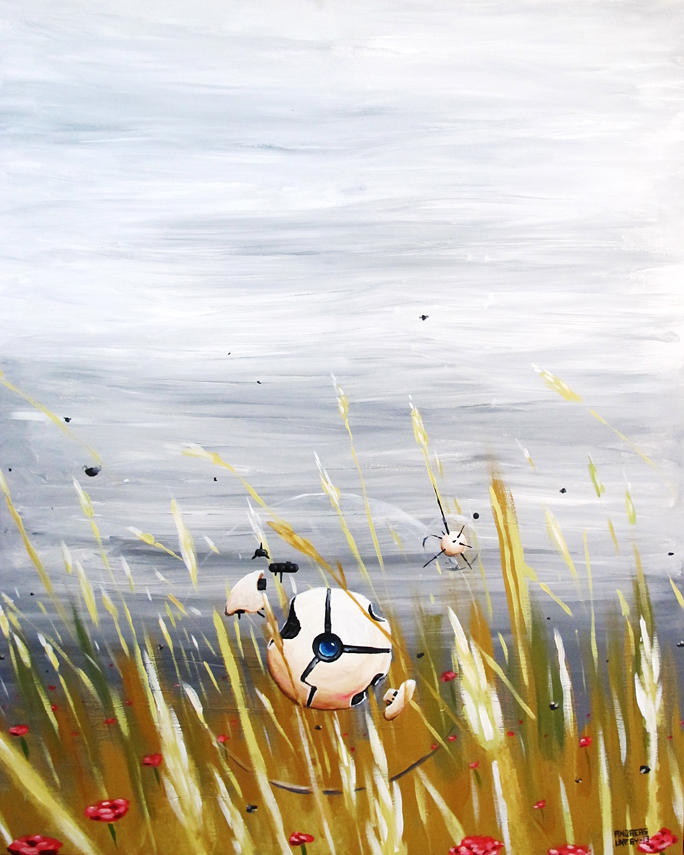 Sentient And Surprisingly Offensive Drone In Grass by AndreasUneby