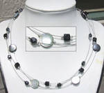Round black MOP bead necklace by inchworm