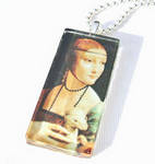 Lady with ermine tile pendant by inchworm