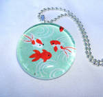 Aqua koi tile glass pendant by inchworm