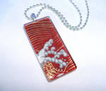 Red wave glass tile pendant by inchworm
