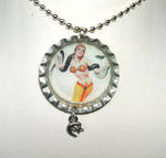 Snake woman bottle cap pendant by inchworm