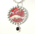 Wave bottle cap pendant by inchworm