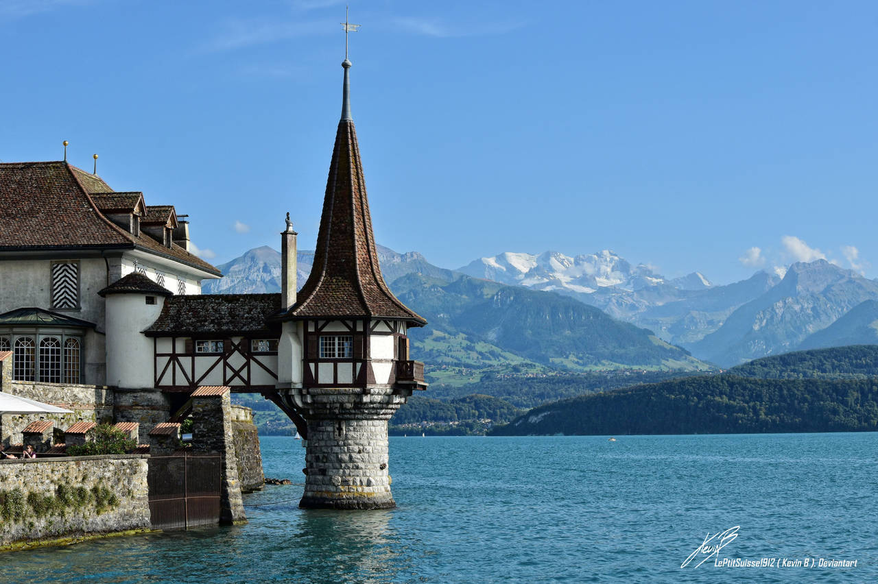 La tourelle du lac d oberhofen sur la toile by leptitsuisse1912 on