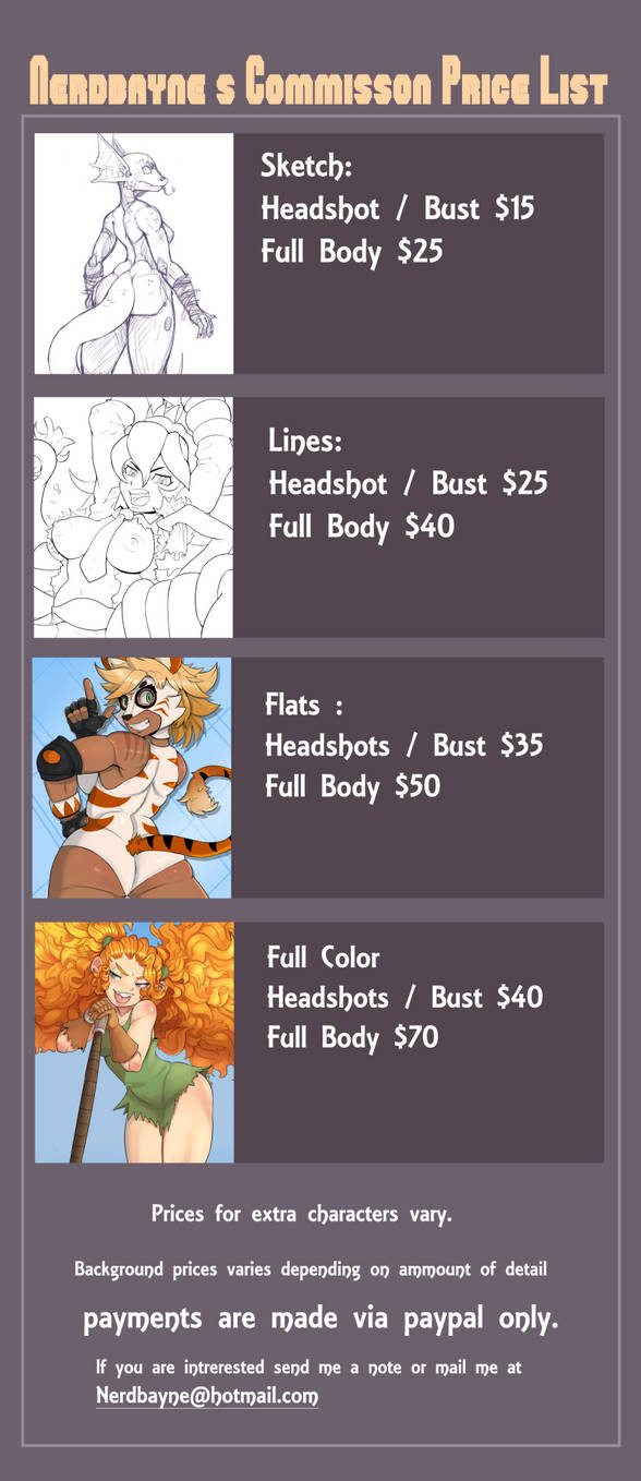 Commission Price List by Nerdbayne Commission Price List by Nerdbayne