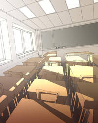 Classroom with 3 point perspec by skimlines