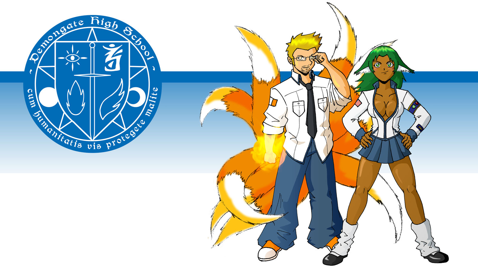 Demongate High: Foxtail and Juno (WIP) by phoenixsamurai