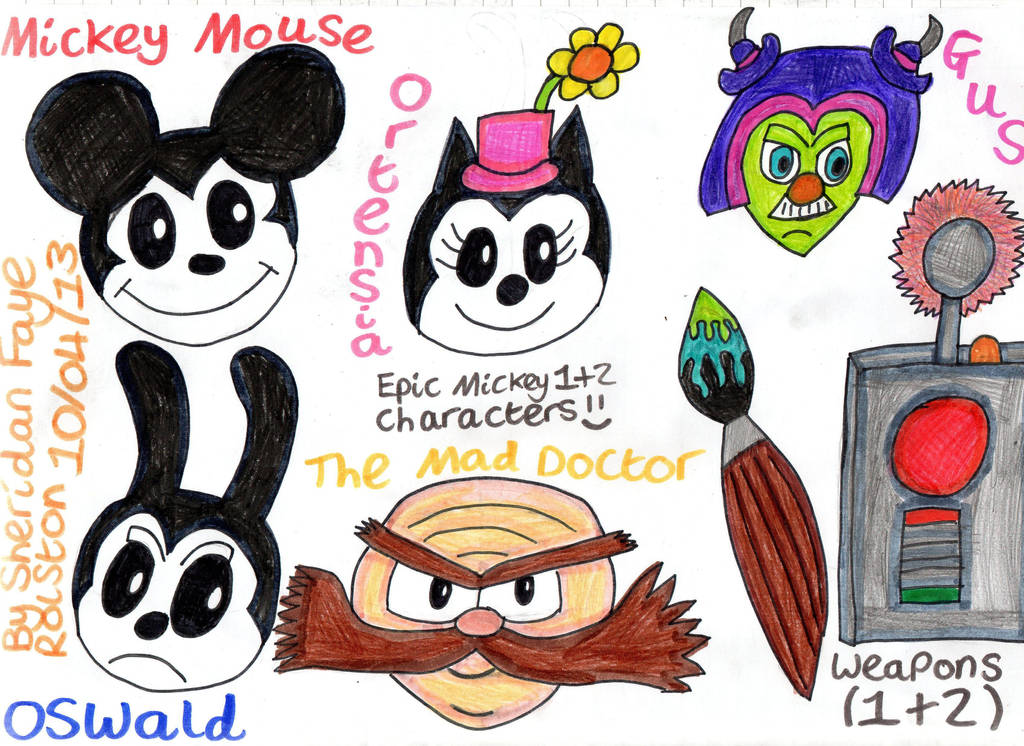 The Epic Mickey Crew and Weapons by badberry123