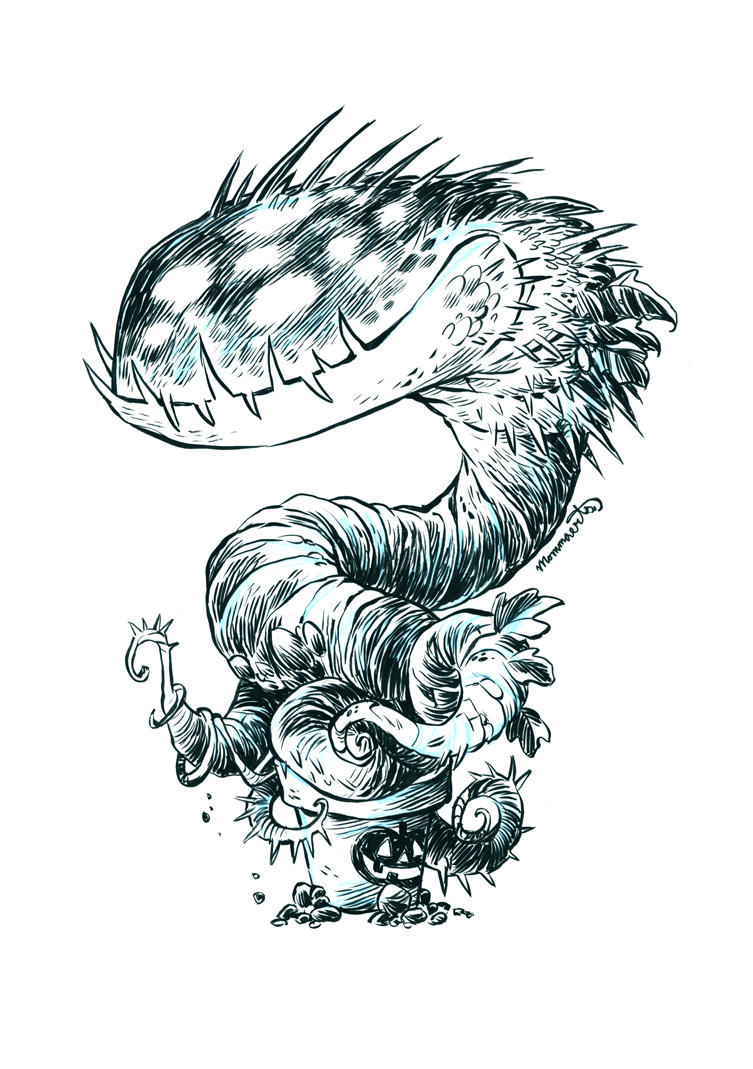 Inktober Man-eating Plant #12 by RobbVision