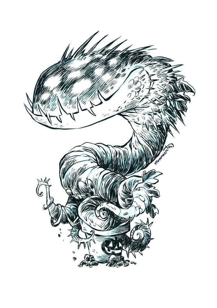 Inktober Man-eating Plant #12 by RobbVision