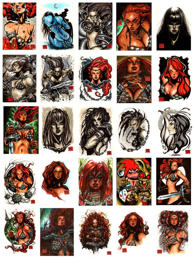 Red Sonja sketch card set by MelikeAcar