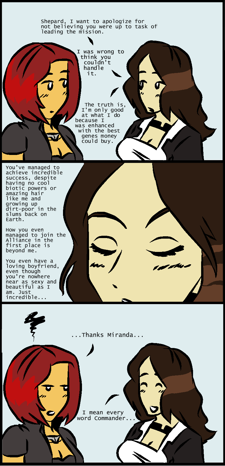 Mass Effect 2: An Apology from Miranda by bookwormcat