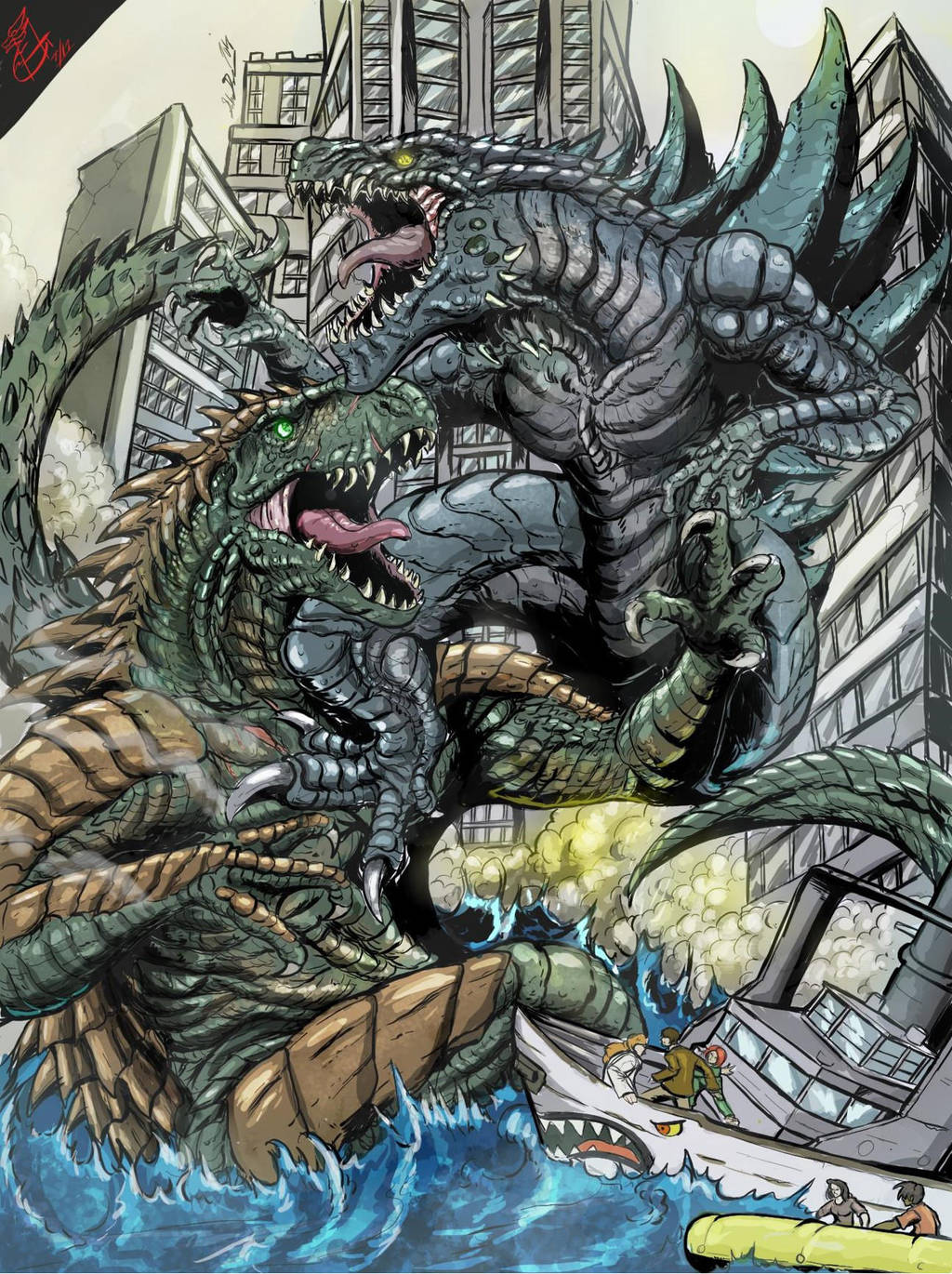 Zilla Jr V ARex Battle in NYC by GabeTKE on DeviantArt