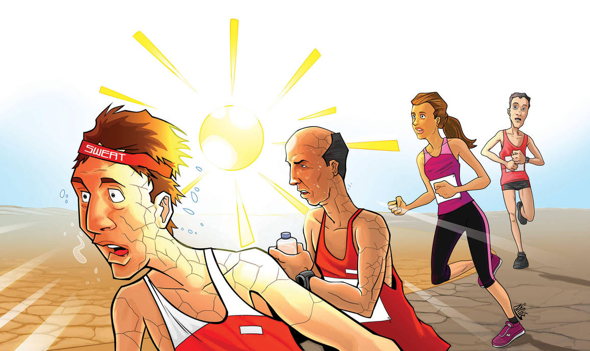 Runners In Extreme Weather Conditions illustration by markador