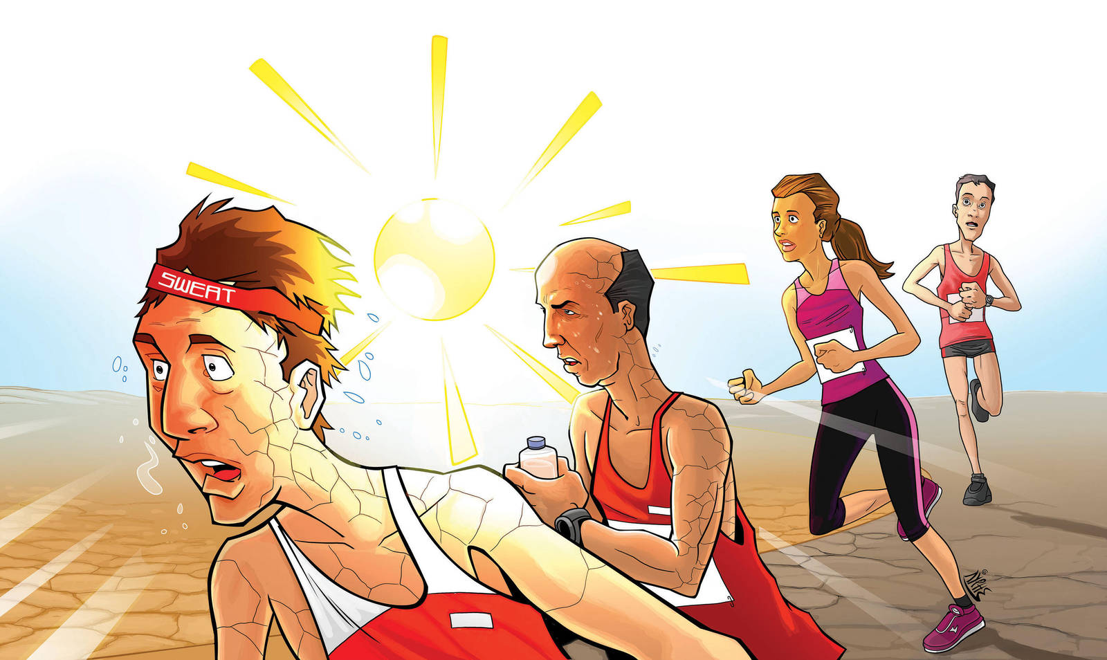 Runners In Extreme Weather Conditions illustration by markador