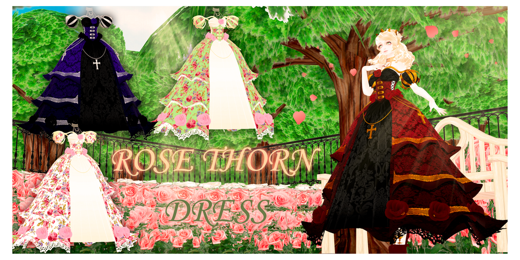 DL : A rose thorn dress (MMD download) by HoshichoM