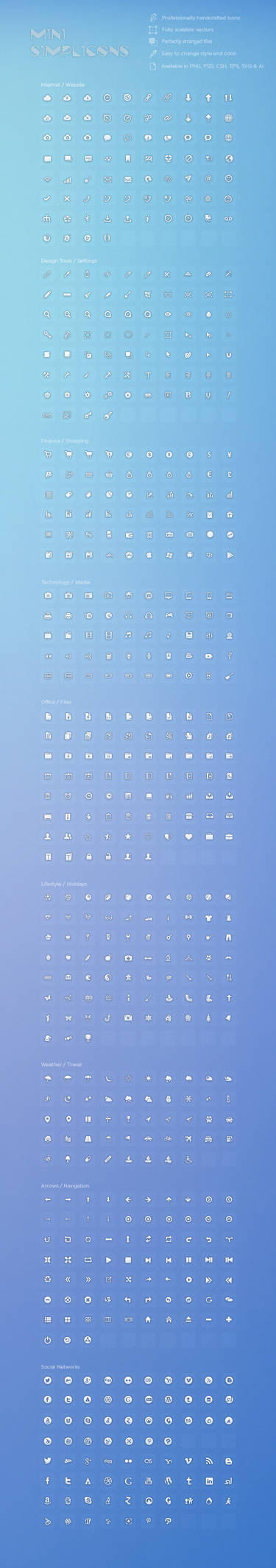 600+Mini Simplicons Icon Set by okidoci