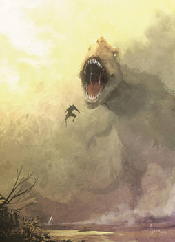 Wolverine vs T-rex by nJoo
