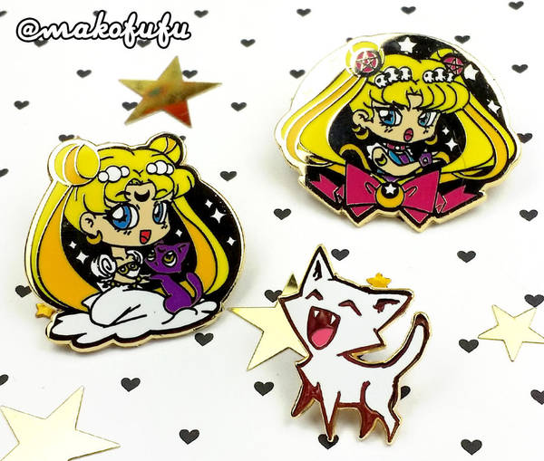 1st Enamel Pins batch - Serenity Usagi Fufukitten by Mako-Fufu