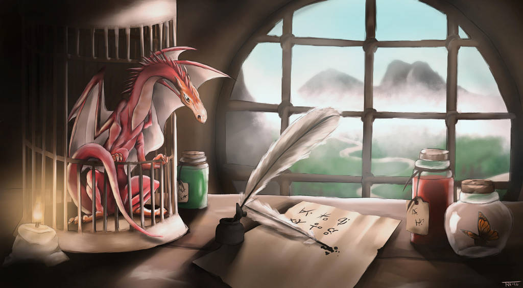 A wizard's desk by trinemusen1