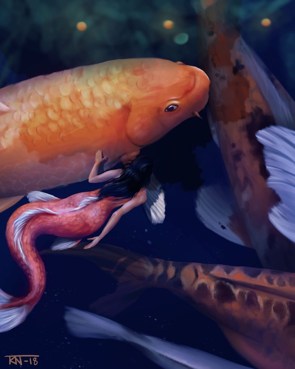 Koi fish mermaid by trinemusen1