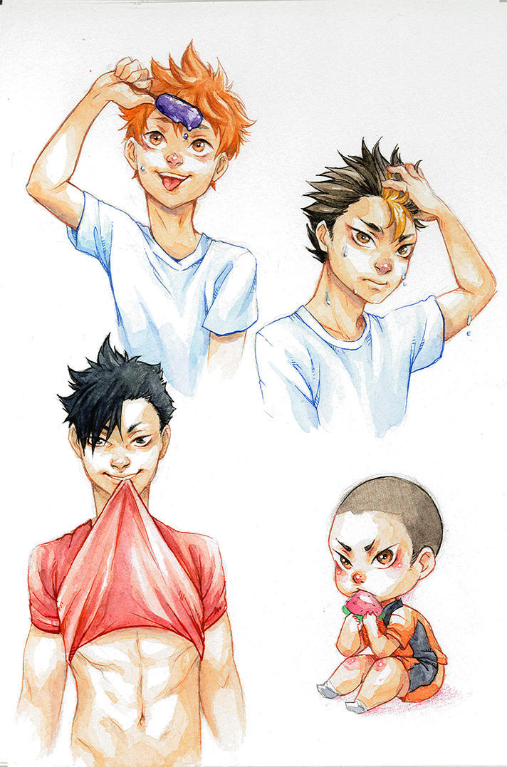 Haikyuu - Watercolor by psycho-kitty
