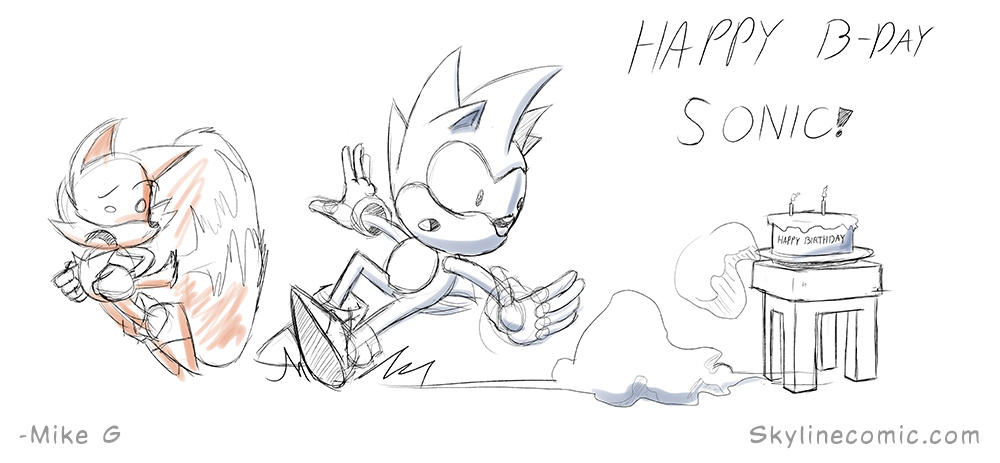 Quick doodle for the birthday boy Sonic (late) by Gx3RComics
