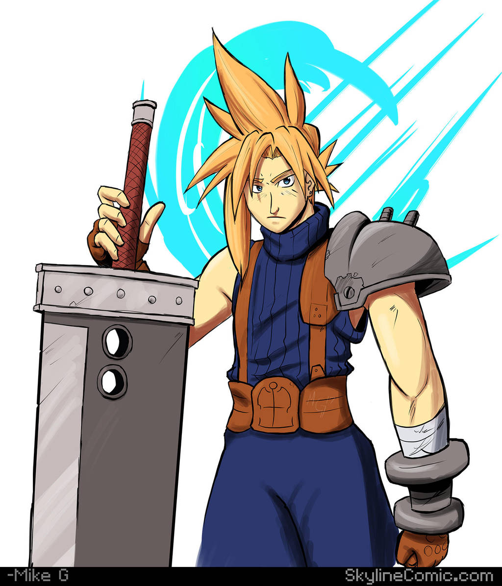 Cloud Strife Final Fantasy VII fanart (updated) by Gx3RComics