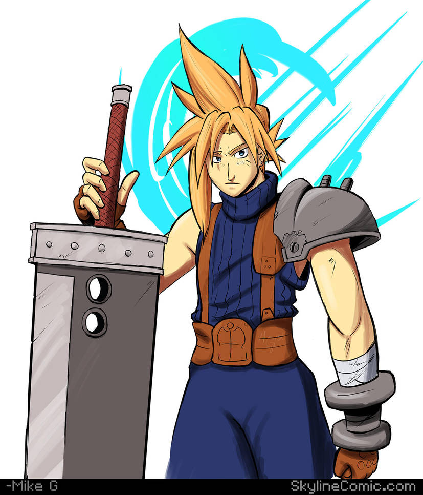 Cloud Strife Final Fantasy VII fanart (updated) by Gx3RComics