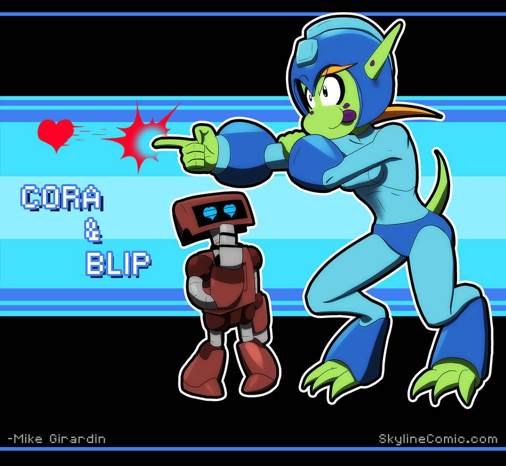Halloween Cora and Blip Mega Man costume by Gx3RComics
