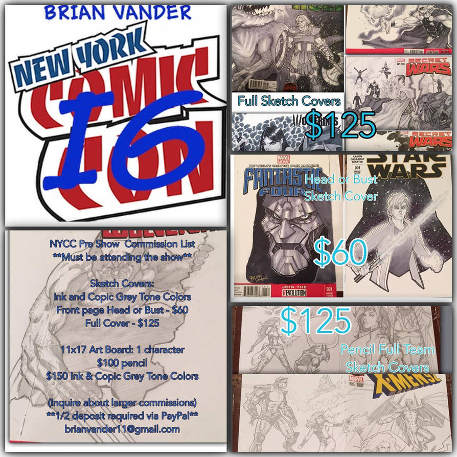 NYCC 2015 Pre Show Commissions by BrianVander NYCC 2015 Pre Show Commissions by BrianVander