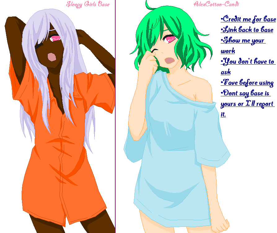 Sleepy Girls Base By Alexcotton Candi On Deviantart
