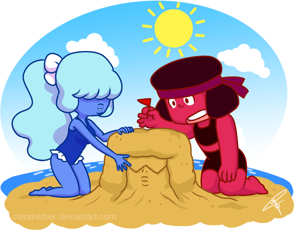 Ruby and Sapphire separated themselves for Steven's birthday and now they're having fun making... sand garnets? xD -- My Facebook page: www.facebook.com/clarakerberar… My Tumblr: cl...