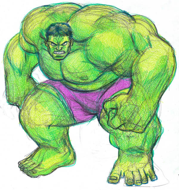 Hulk Colored Pencil Drawing.