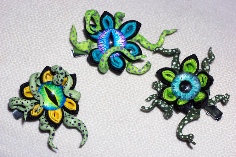 Custom Tentacle Creepy Kanzashi Hair Ornament by LillyInverse Custom Tentacle Creepy Kanzashi Hair Ornament by LillyInverse