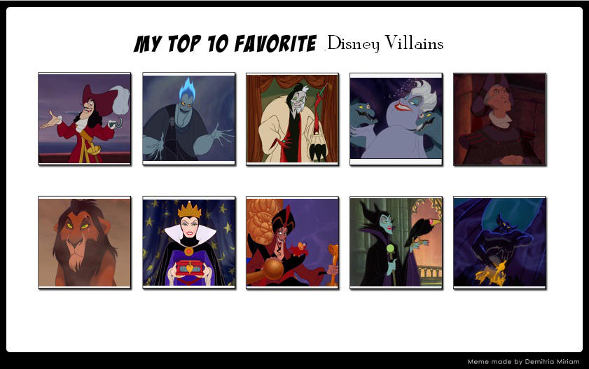 My Top 10 Favorite Disney Villains (Update) by SP-Goji-Fan on DeviantArt