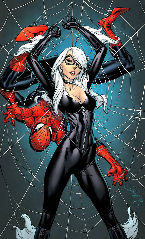 Spider-Man and Black Cat coloured by spidermanfan2099 Spider-Man and Black Cat coloured by spidermanfan2099