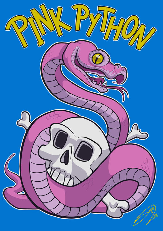 Pink Python T-shirt Design by LaserDatsun
