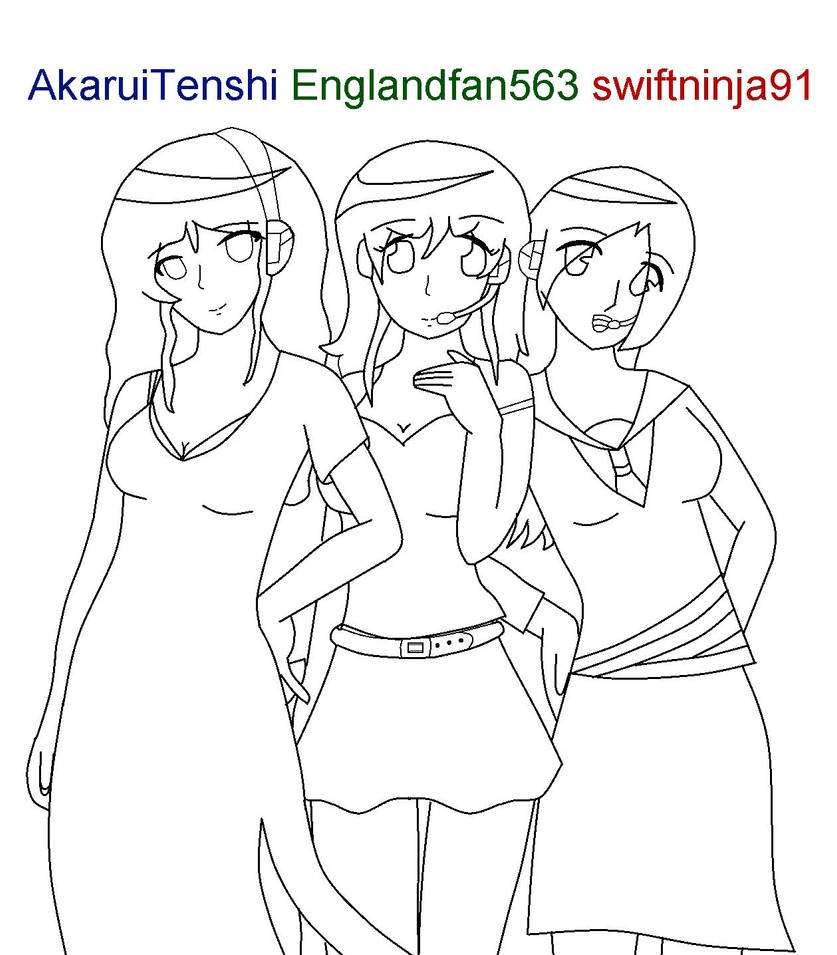 Vocaloid Friends -gift- Lineart by Englandfan563