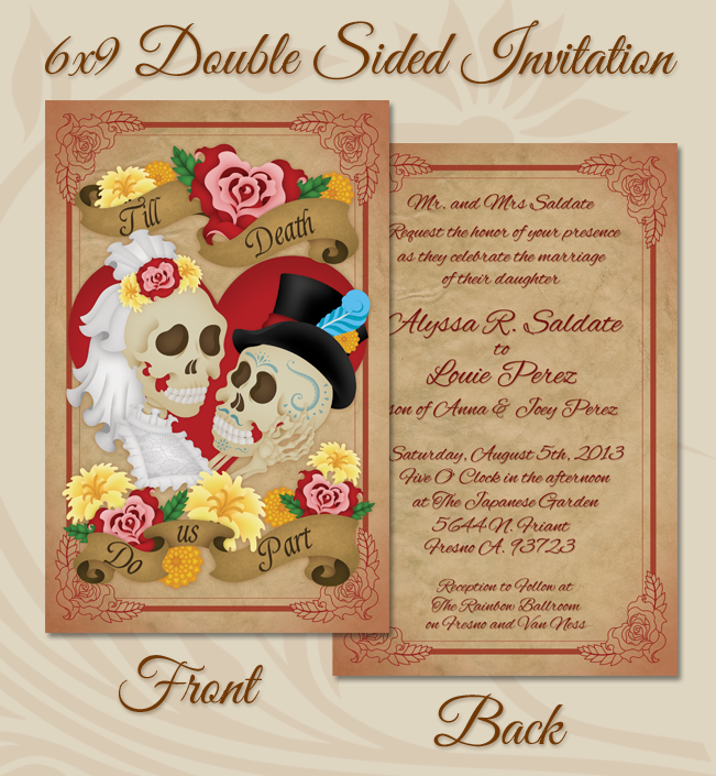 Dia De Los Muertos Wedding Invitation Close Up By Digitallygraphic