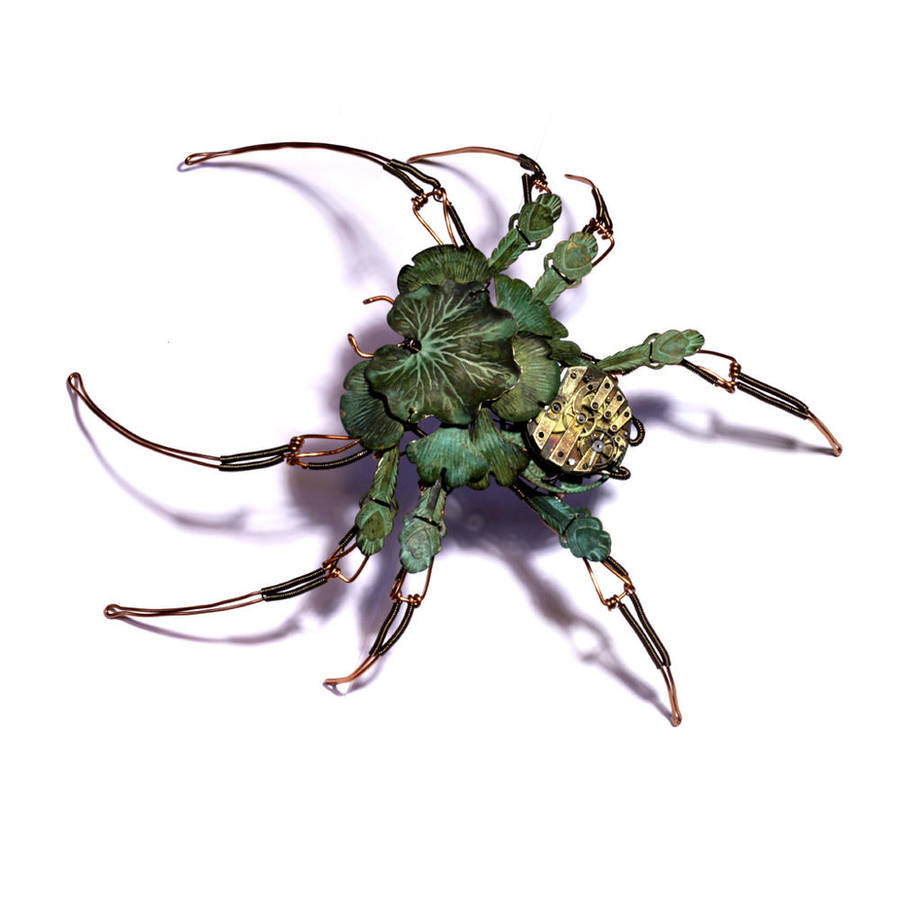 Steampunk Leaves Spider by CatherinetteRings