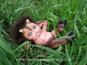 Baby Satyr Plays in the Cool Grass by briescha