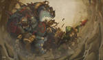 ogre magi vs. orc warrior by jouste