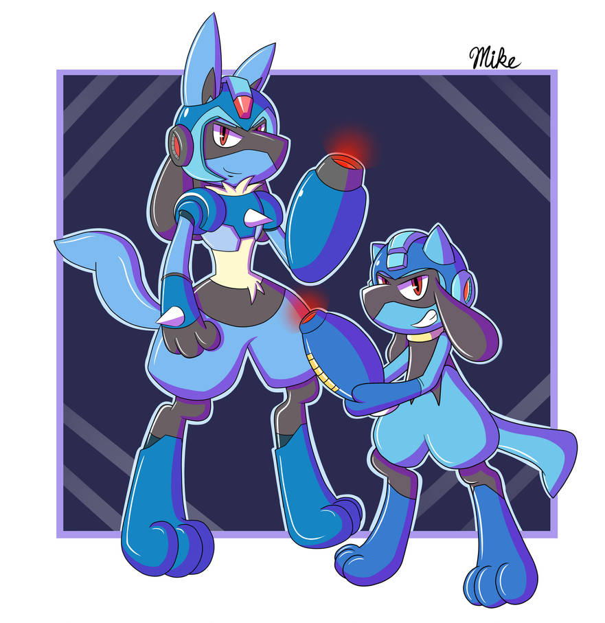 Lucario X and Mega Riolu by LucarioOcarina on DeviantArt