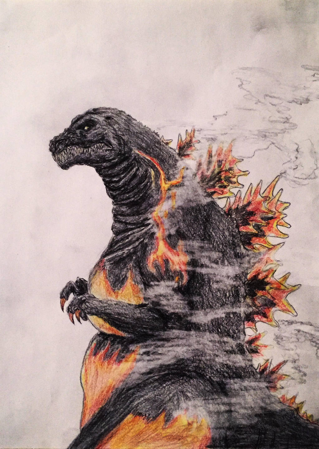 Burning Godzilla Sketch. by Kongzilla2010 on DeviantArt
