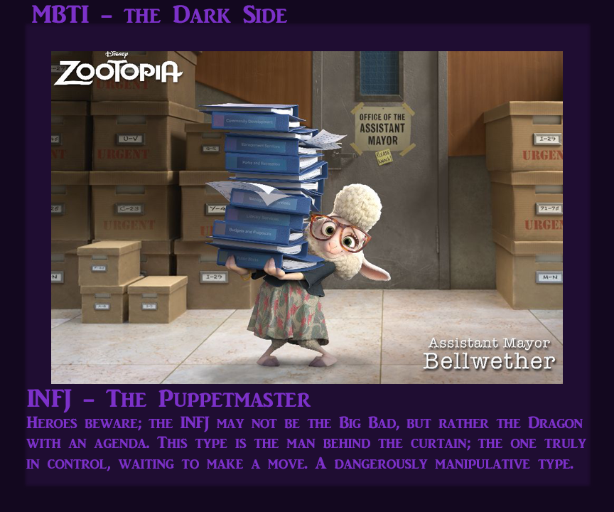 SPOILERS MBTI Dark Side - Dawn Bellwether by ...