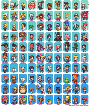 100 Manga and Anime Sprites by Neoriceisgood