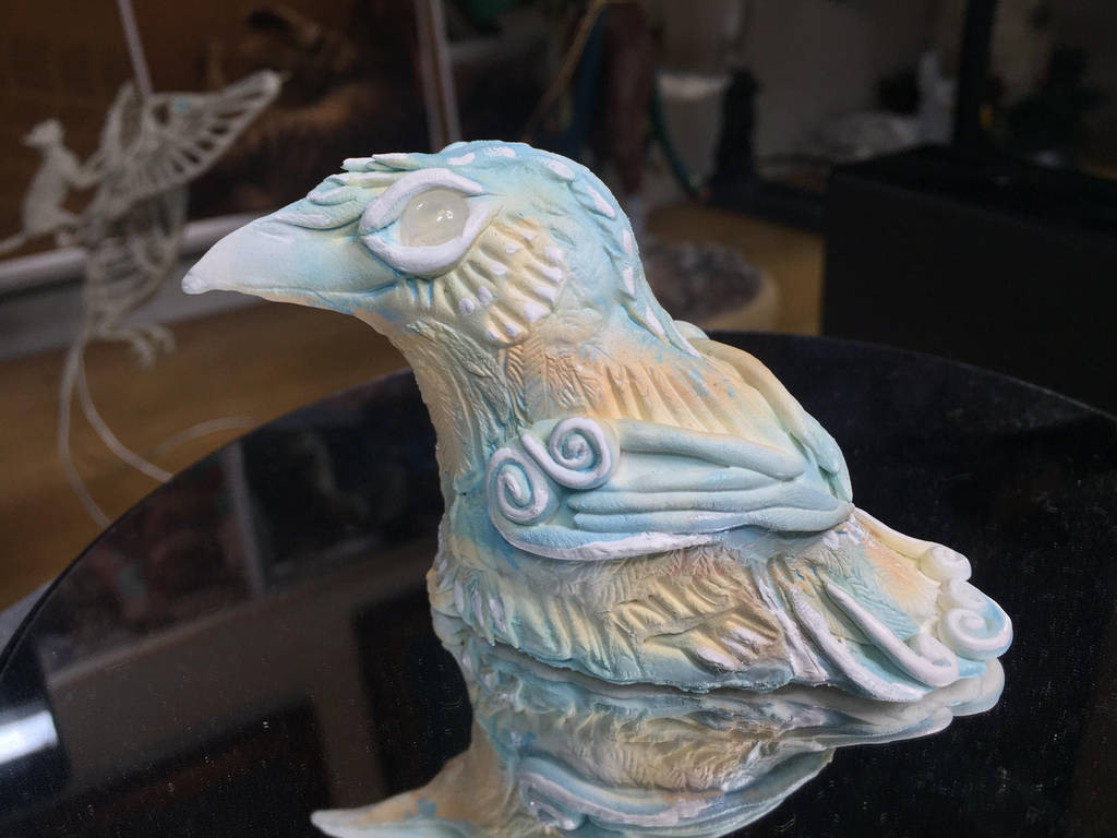 Moonstone Raven Sculpture by Dreamspirit