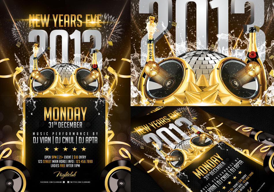 new years eve flyer template by angkalimabelas on deviantart